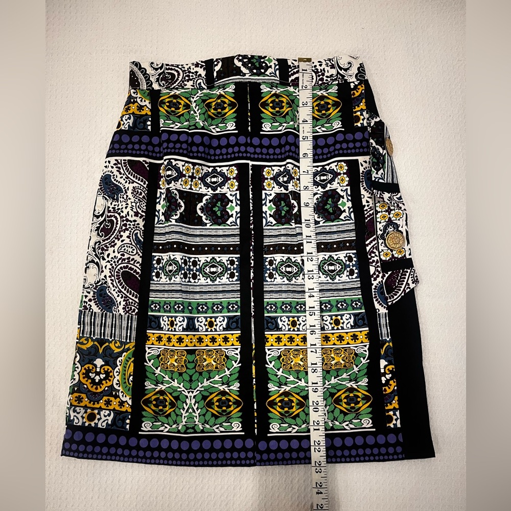 Handmade Upcycled Multicolor Mosaic Paisley Patterned Women's Pencil Skirt OS - Picture 11 of 17